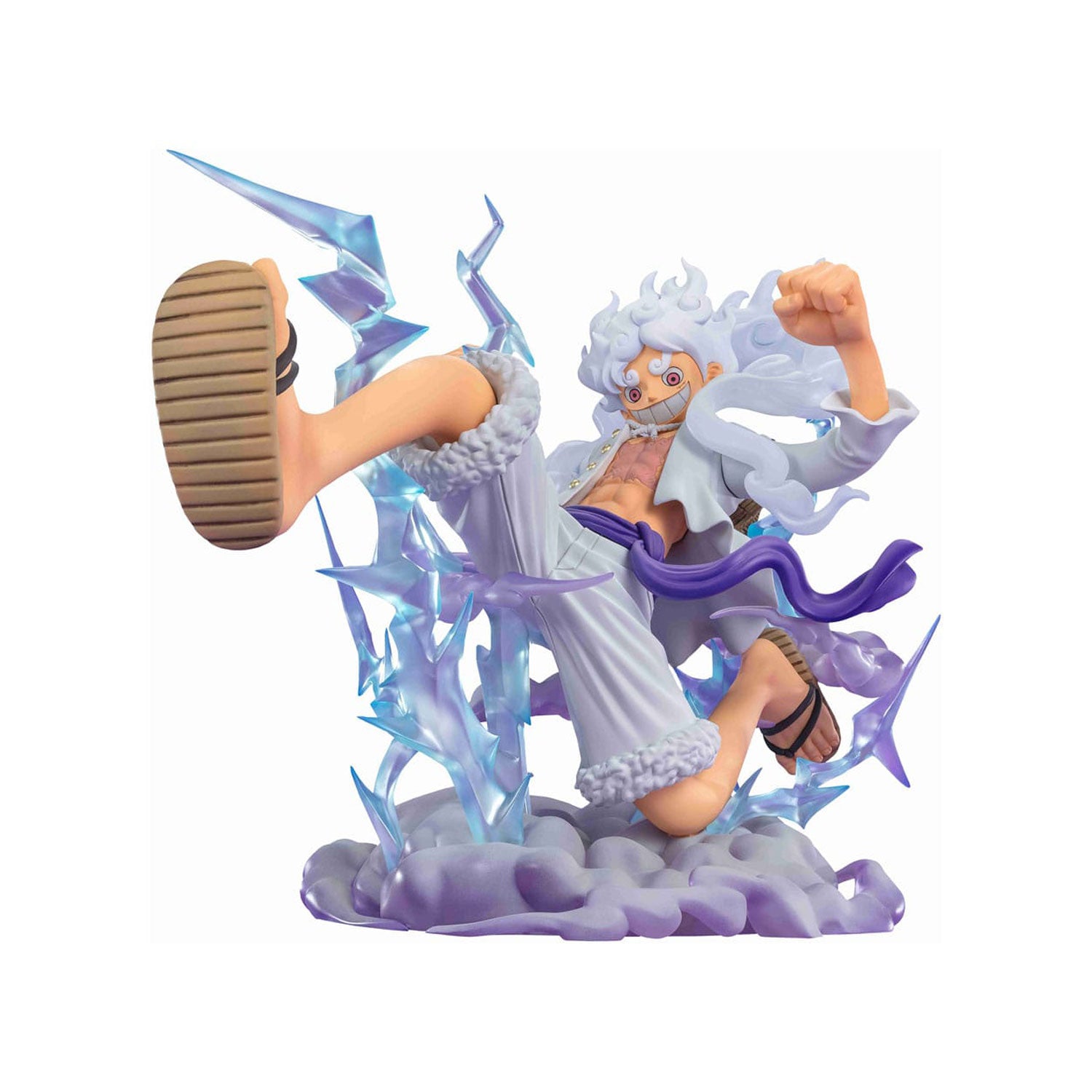 Nika Joy Boy Luffy Statue von Bandai aus der FiguArtsZero Reihe mit stolzen 30 cm, mit dem Blitz in der Hand.