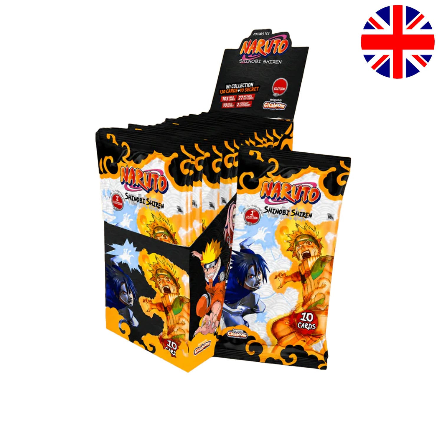 Das zweite Naruto Mythos TCG Shinobi Shiren in englisch mit Kyuubi Naruto und Chidori Sasuke auf dem Cover.