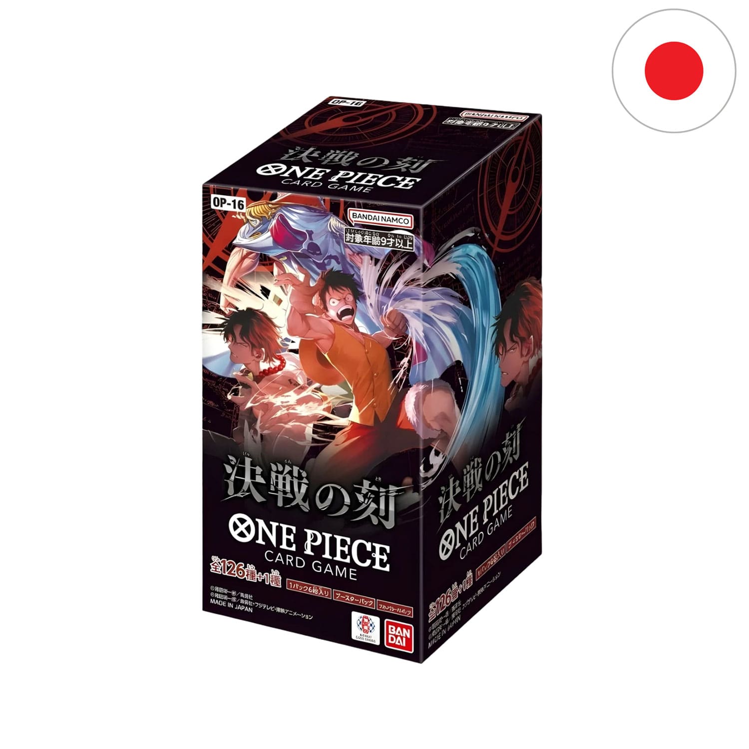Das One-Piece-Card-Game-Display-The-Time-of-Battle-OP16 auf japanisch mit 24 Boosterpacks und 6 Karten pro Booster.