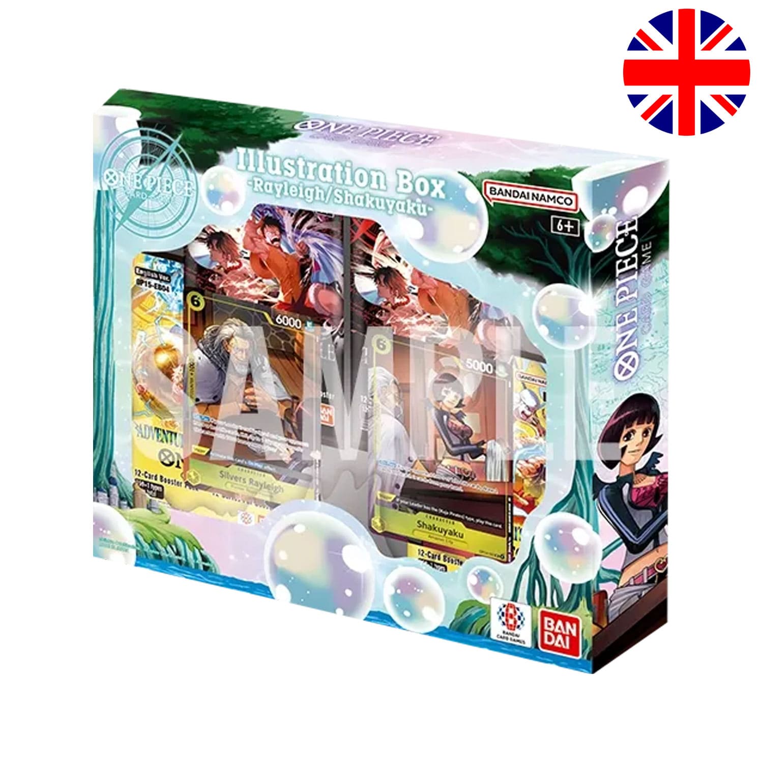 Die englische One-Piece-Card-Game-Illustration-Box (IB-07/IB-08) mit Shakuyaku/Silvers Rayleigh auf dem Cover.