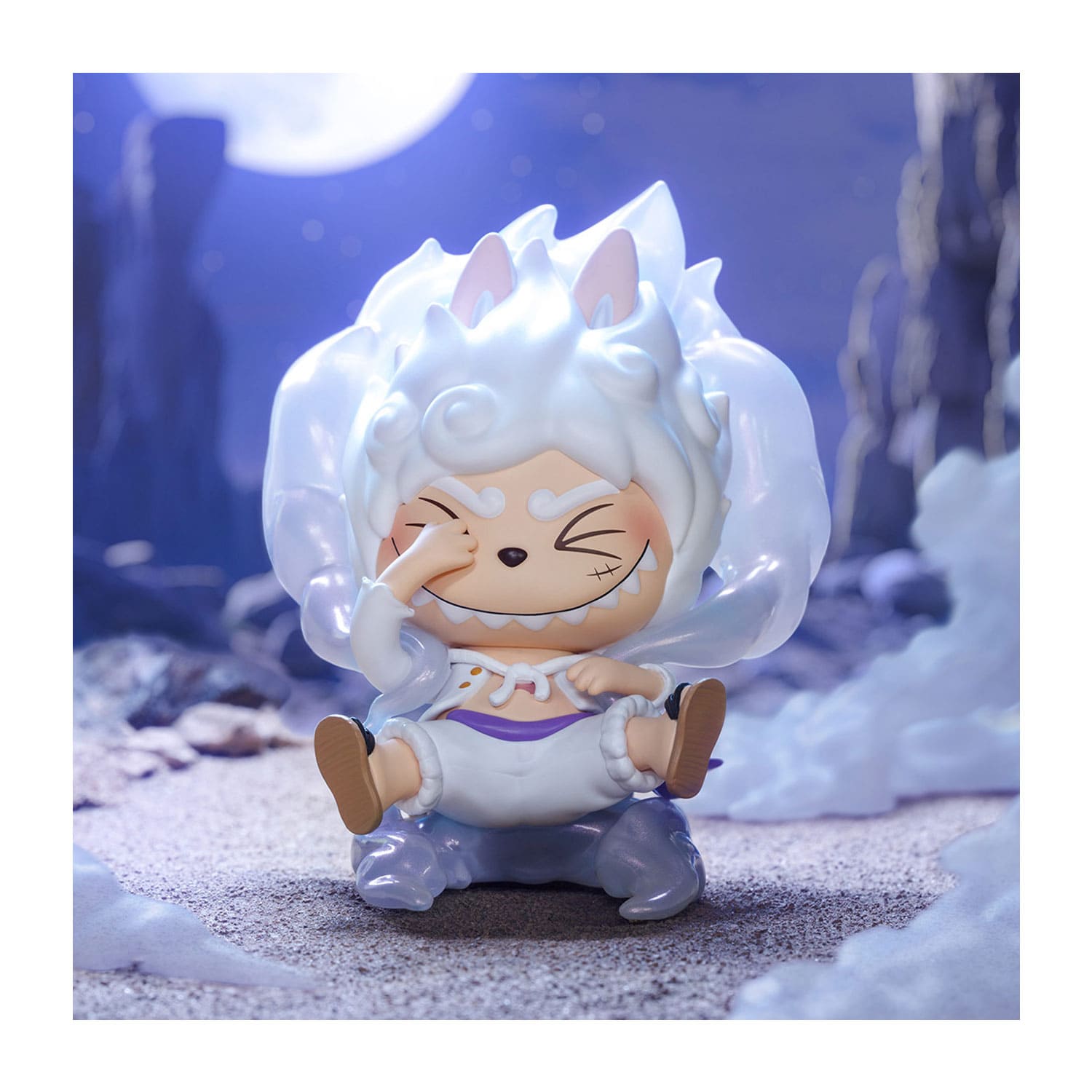 POP MART x One Piece Blindbox Secret Edition Monkey D.Luffy Gear 5 Figur aus PVC/ABS in THE Monsters Stil. 1/144