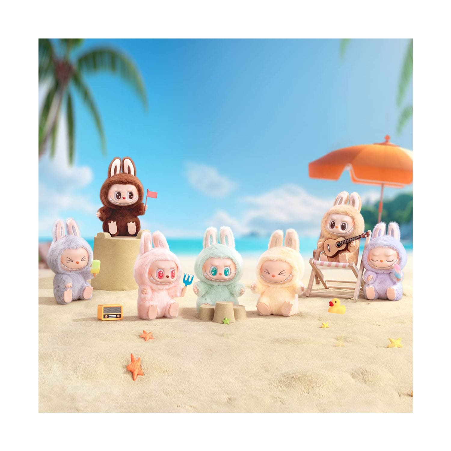 POP MART: Exciting Macaron the Monsters Labubu Familie: Duoduo, Sisi, Dada, QUQU, Zizi, Baba und Hehe.