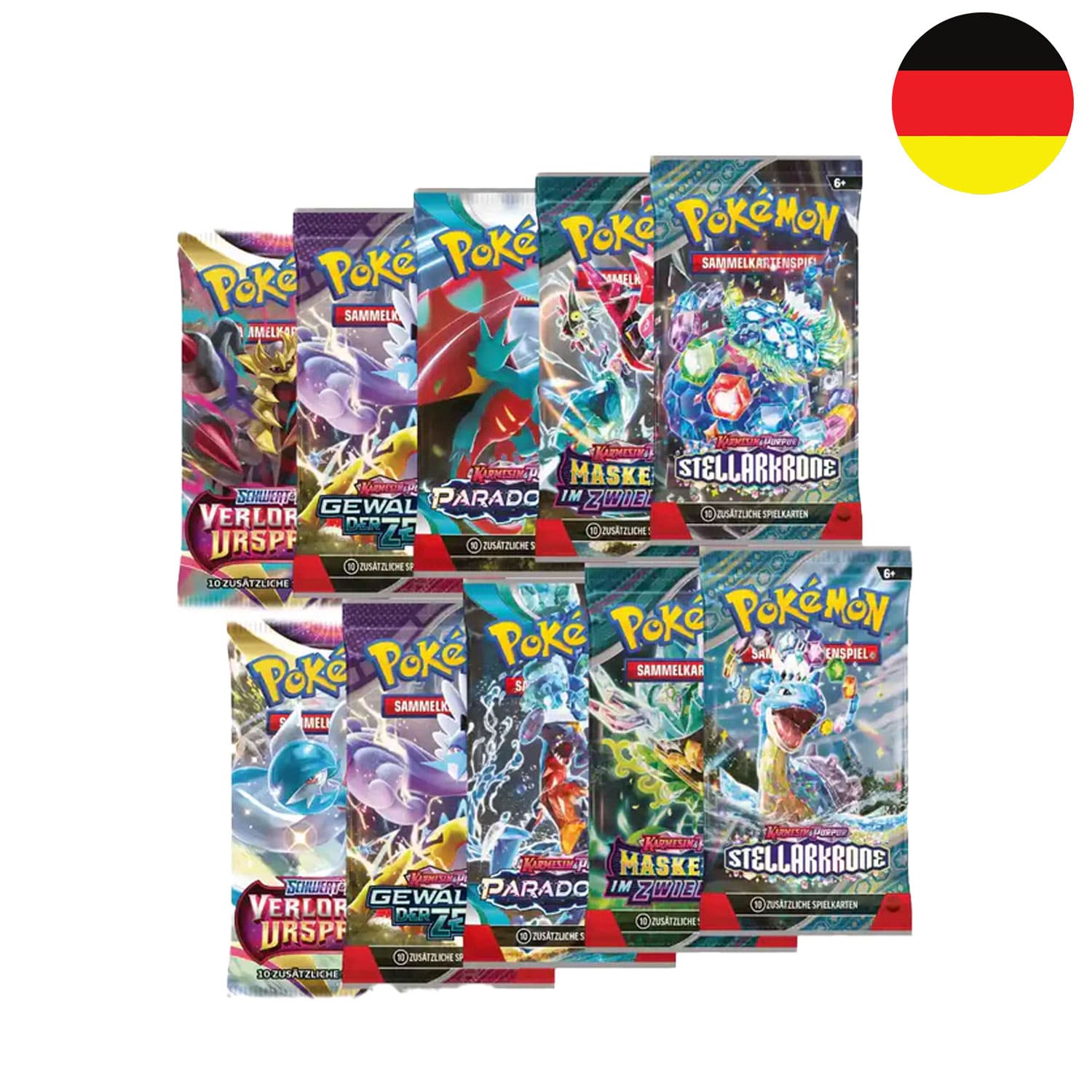 Die zwei Boosterpacks:
Stellarkrone, Maskerade im Zwielicht, Paradoxrift, Gewalten der Zeit, Verlorener Urpsrung.