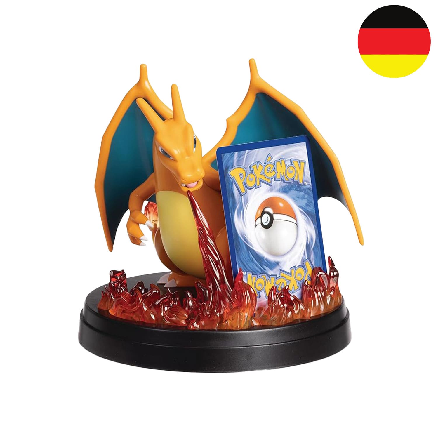 Die Pokémon Box Glurak ex Super Premium Kollektion mit einer Charizard Figure nutzbar als Kartendisplay.