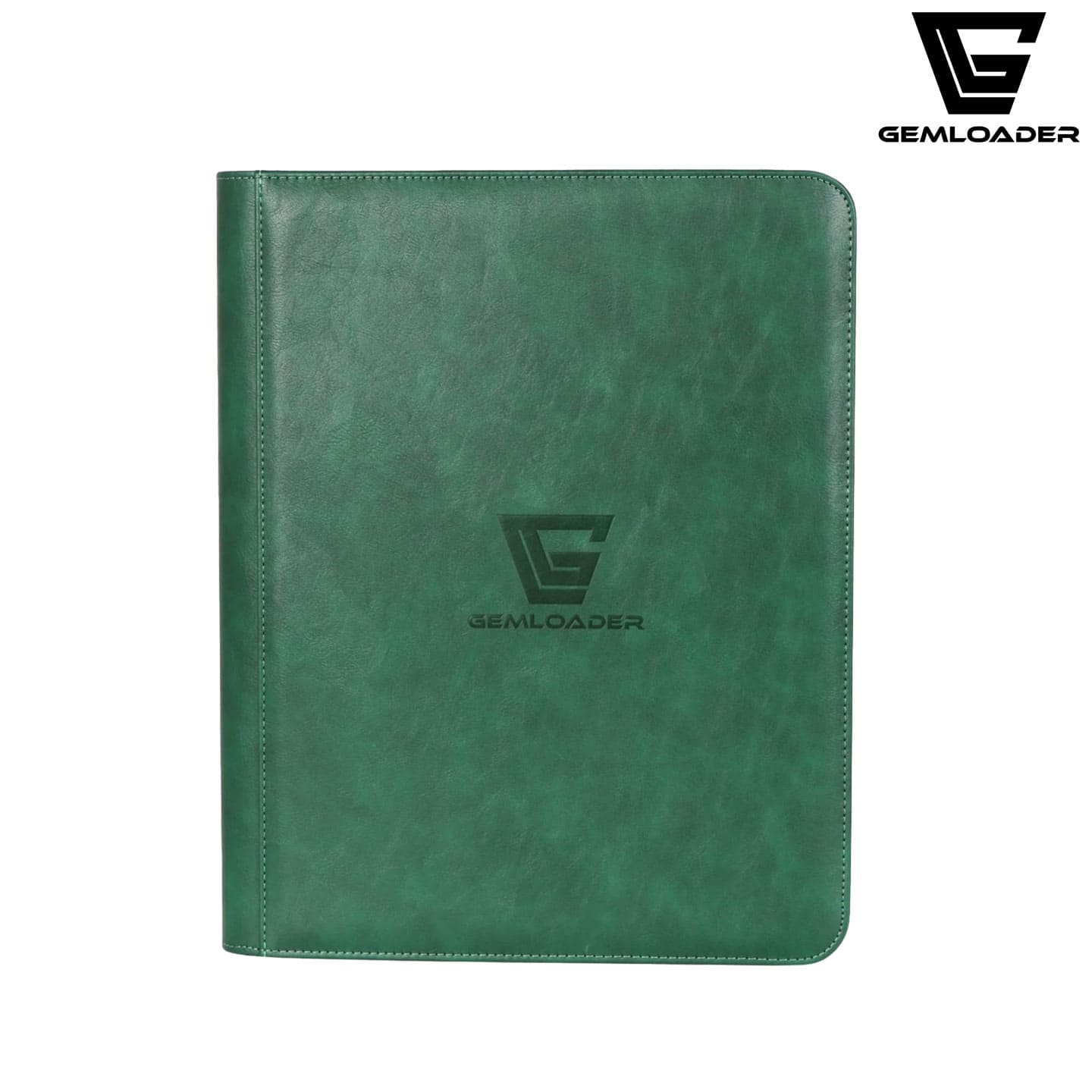 Der Premium-3-X4-toploader-fit-collectors-binder-216-pockets-3X3 in der Farbe Grün von außen mit Platz für 216 Karten.