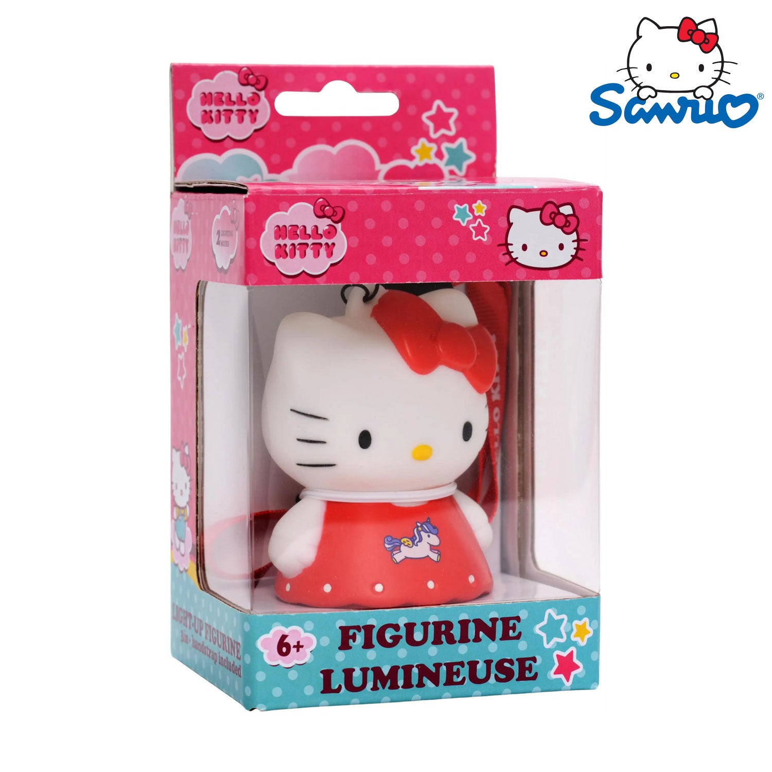 Die Sanrio Hello Kitty LED Leuchtfigur mit Hello Kitty im Einhorn Design. Mit verschiedenen Lichtmodi zur Auswahl.