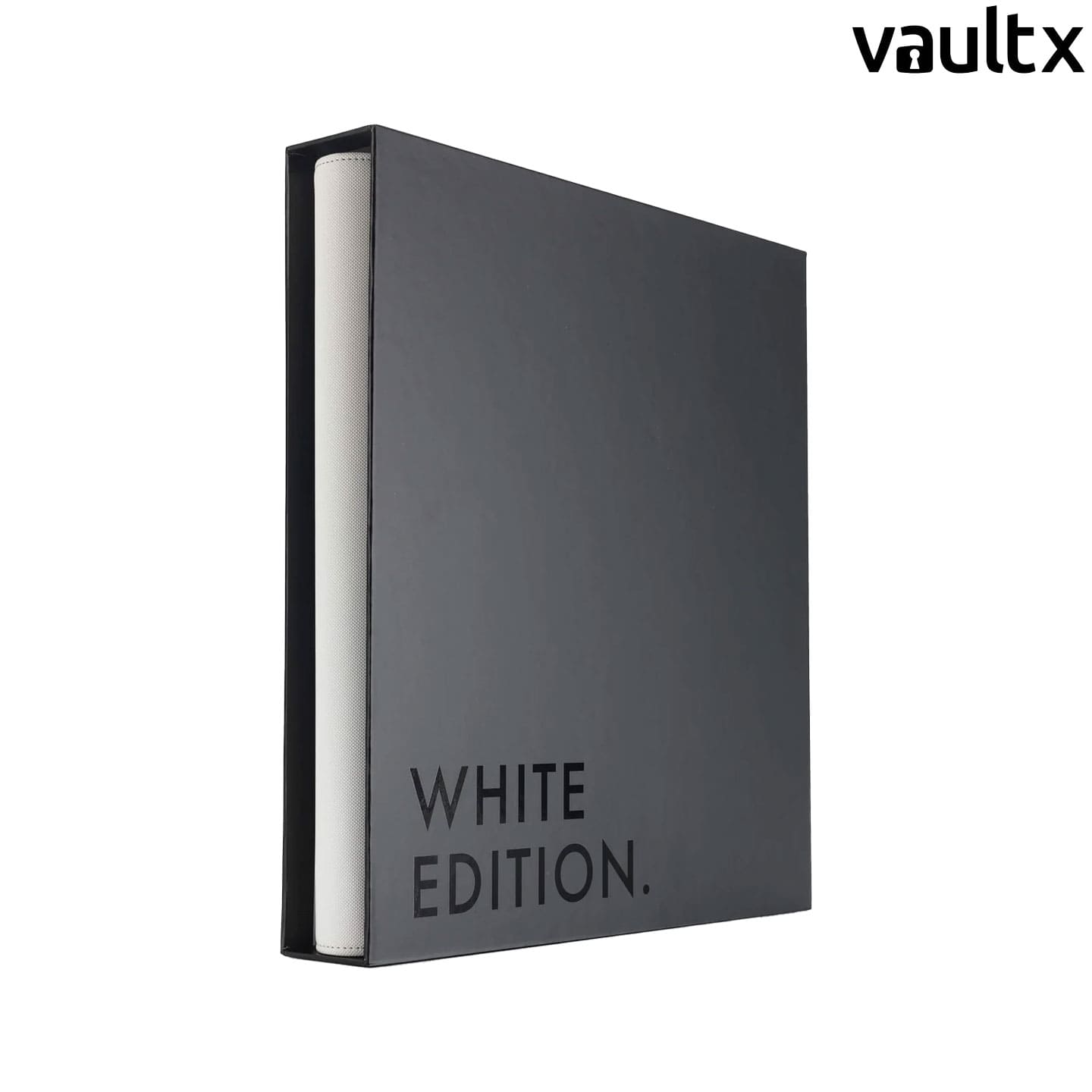 Die White Edition VaultX Exo Tec Binder mit 9 oder 12 Pockets, Reissverschluss, sowie Kunstleder PVC.