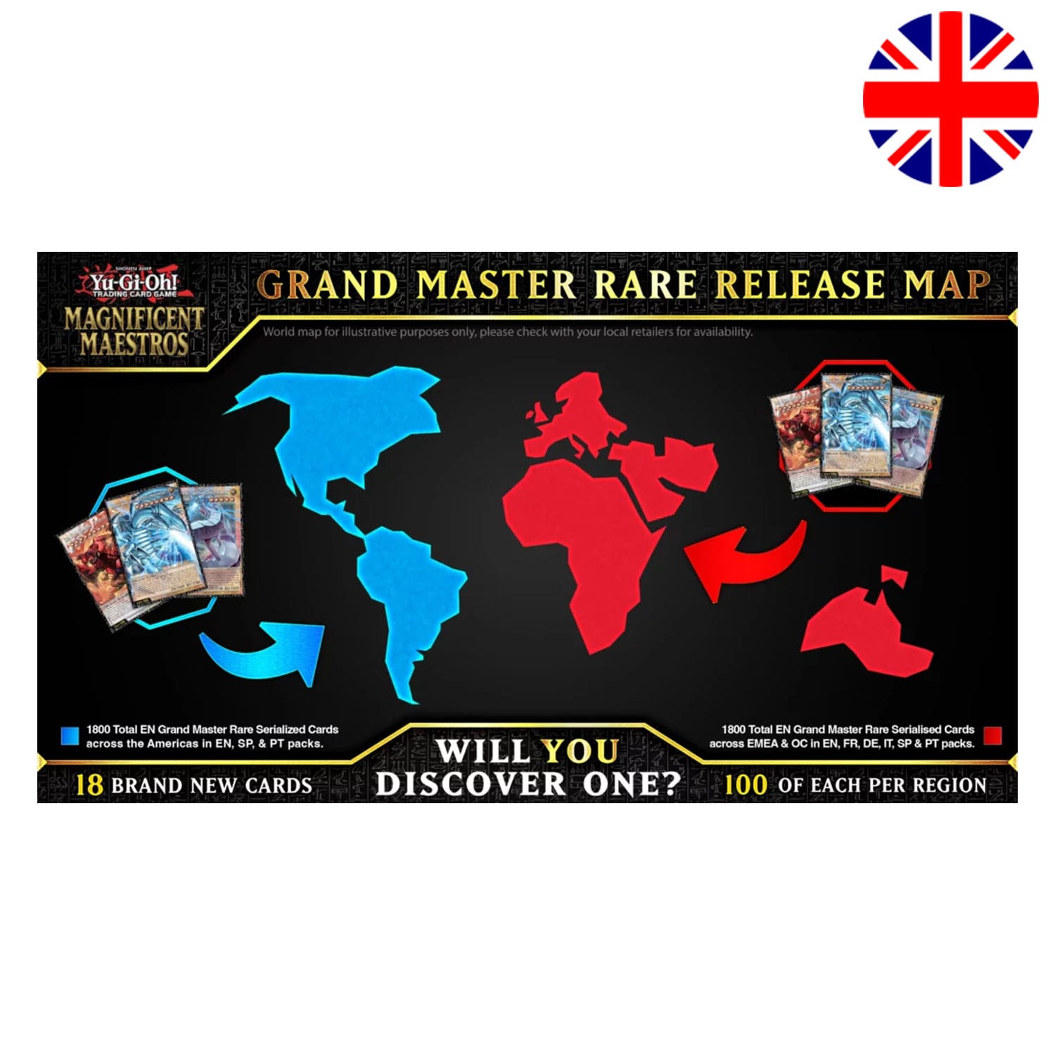 Yu-Gi-Oh! Magnificent Maestros Grand Master Rare Release Map Sprache Englisch offizielle Übersicht für Sammler und Spieler.