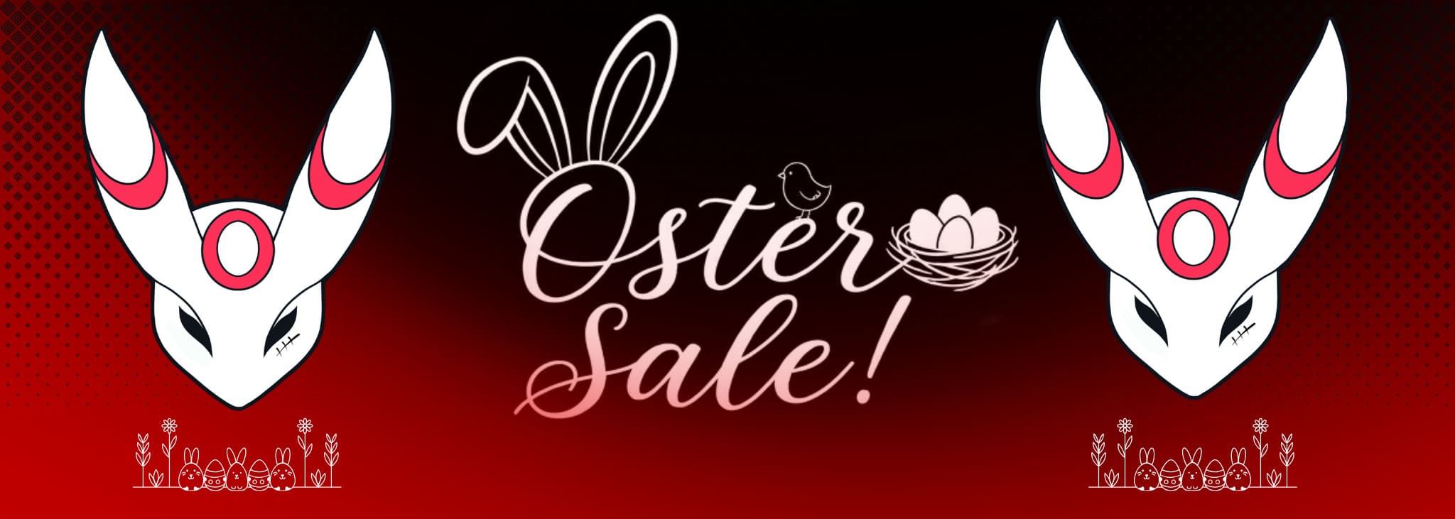 Yonko Oster Sale Banner mit Hasenmotiv und Angeboten für Pokémon, One Piece, Dragon Ball und weitere Sammelkarten
