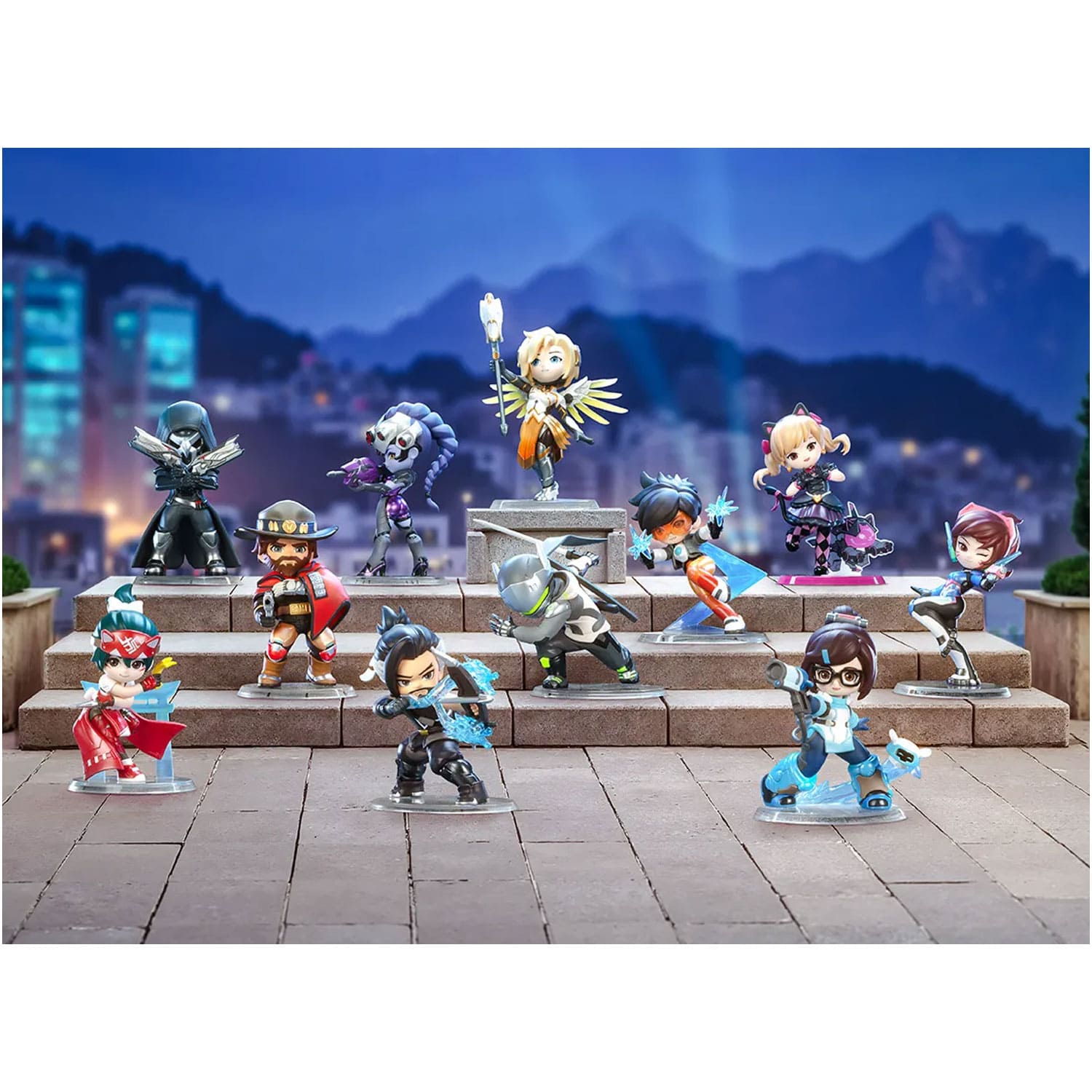 Die Blind Box POP MART Overwatch-Play-of-the-Game-Series Figuren in einer Übersicht. Jeweils 11 Figuren zum Sammeln.