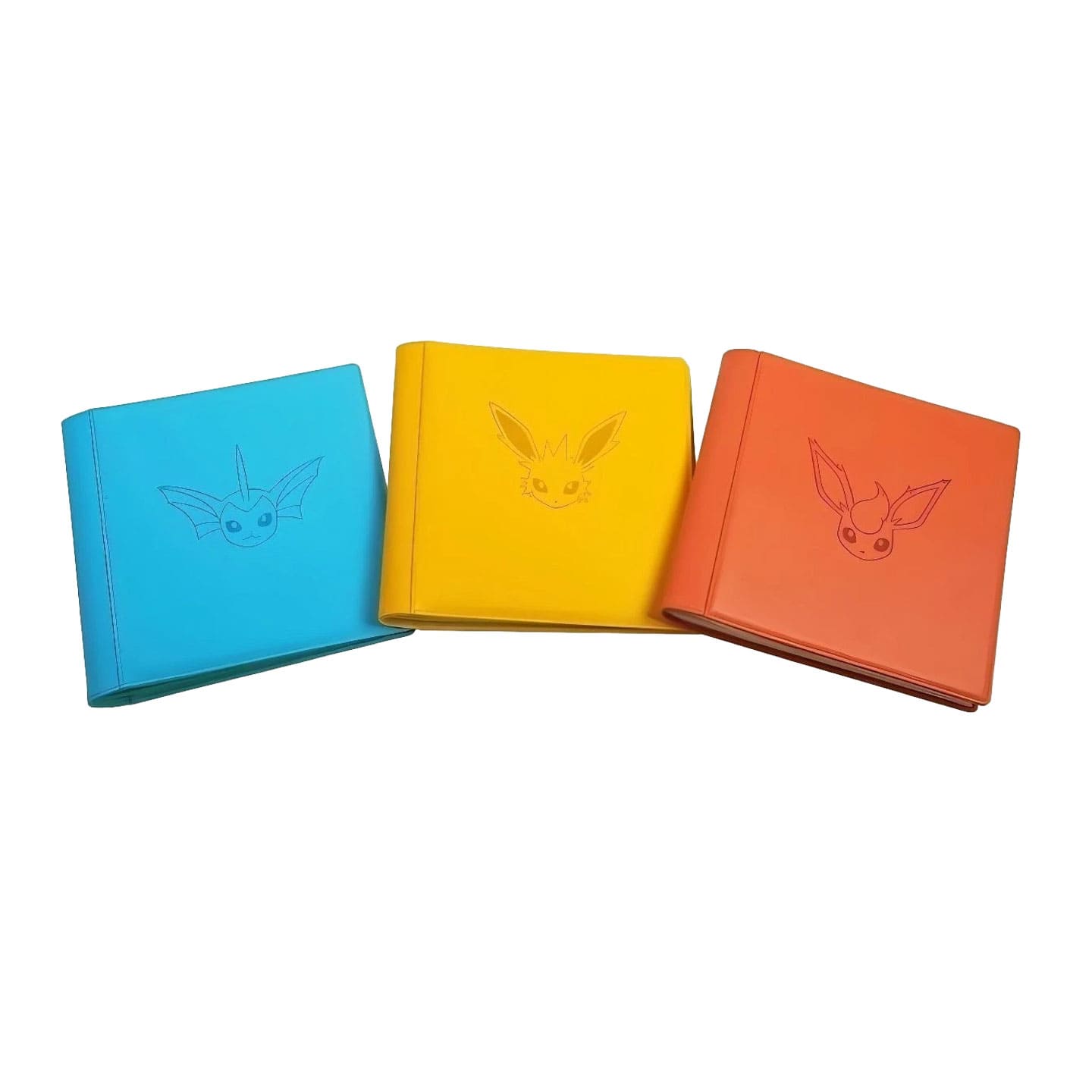 Die Binder aus den chinesischen Evoli Boxen CSH1, CSH2 und CSH3 mit Flamara, Aquana und Blitza auf dem Cover.