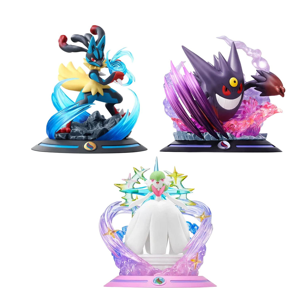 Funism Pokémon Twinkmont Series mit Mega Lucario, Mega Gengar und Mega Guardevoir Sammelfiguren im Überblick.