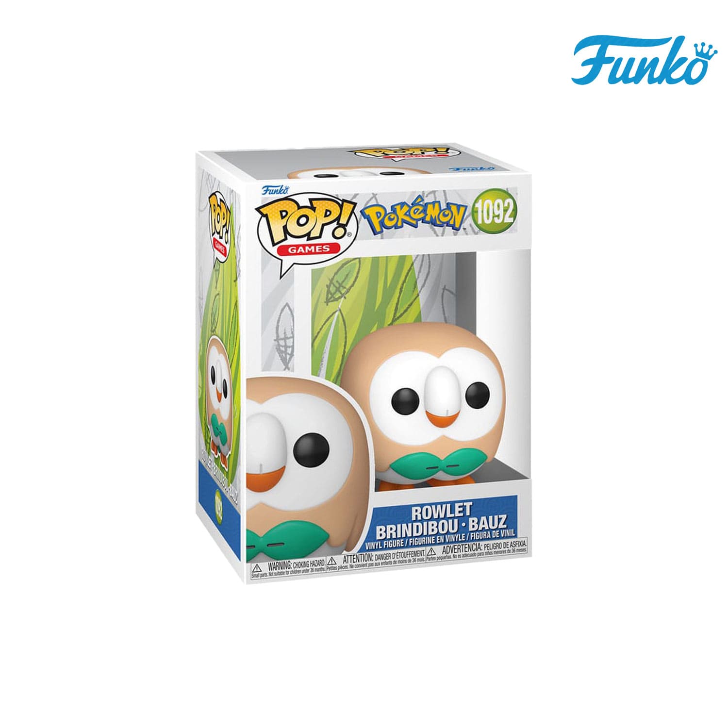 Das Pokémon aus der Alola-Region Rowlet (1092) von Funko POP! Games als Vynil Figure. 