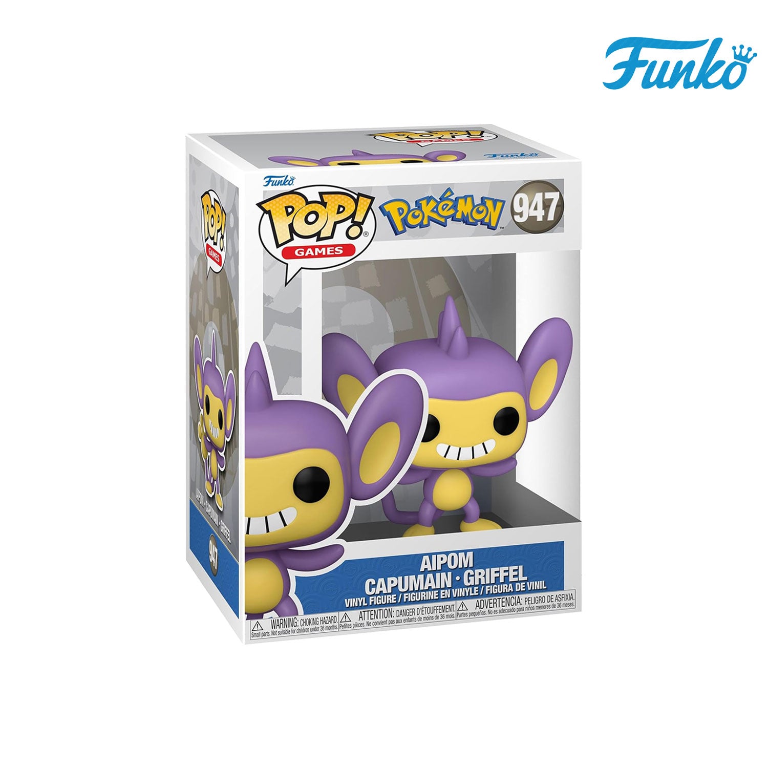 Das Pokémon aus der Johto-Region Aipom (947) von Funko POP! Games als Vynil Figure. 