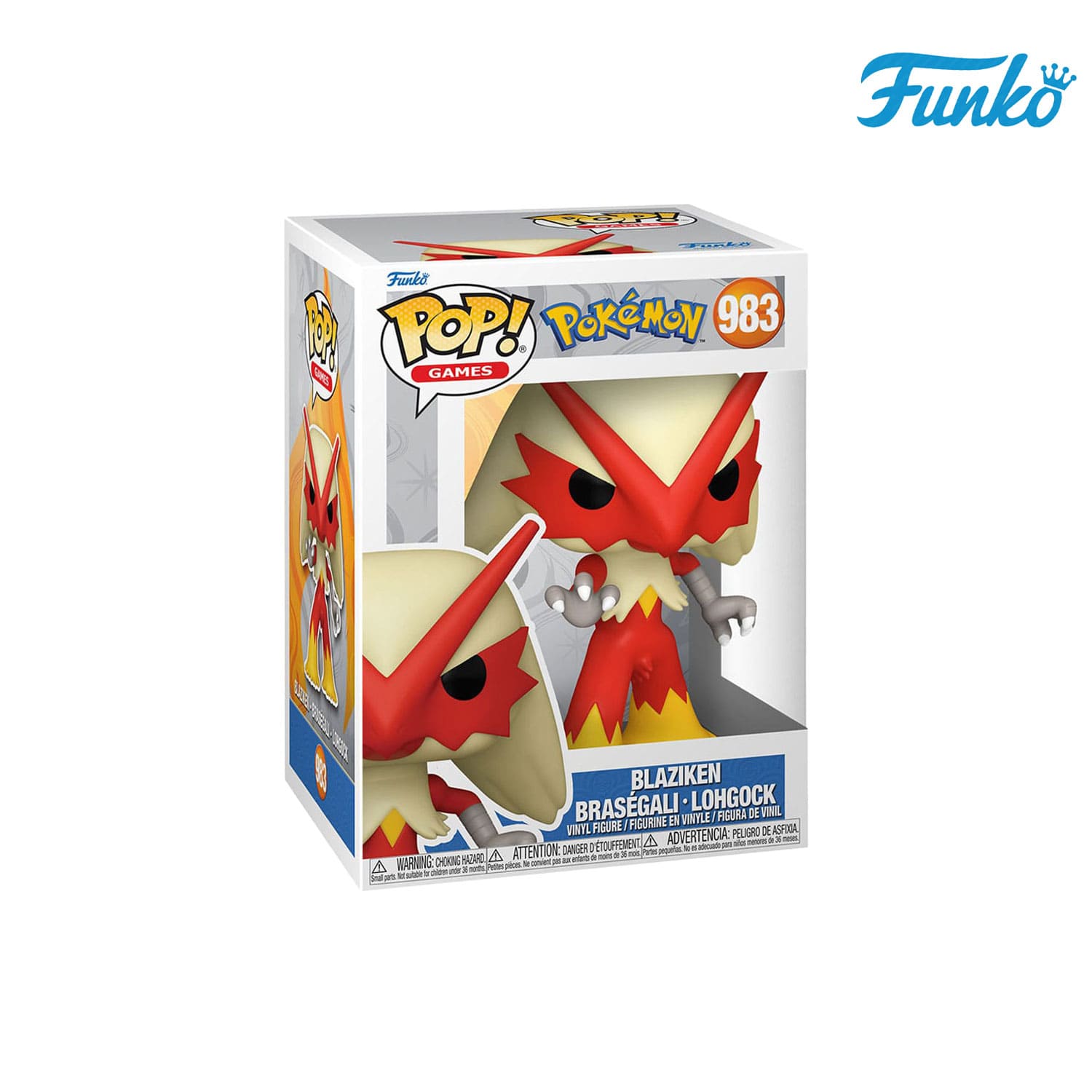 Das Pokémon aus der Hoenn-Region Blaziken (983) von Funko POP! Games als Vynil Figure. 
