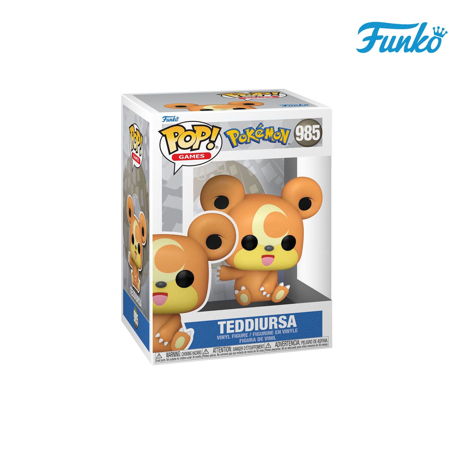 Das Pokémon aus der Johto-Region Teddiursa (985) von Funko POP! Games als Vynil Figure. 