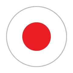 Die Flagge Japans in einer Kreisform.