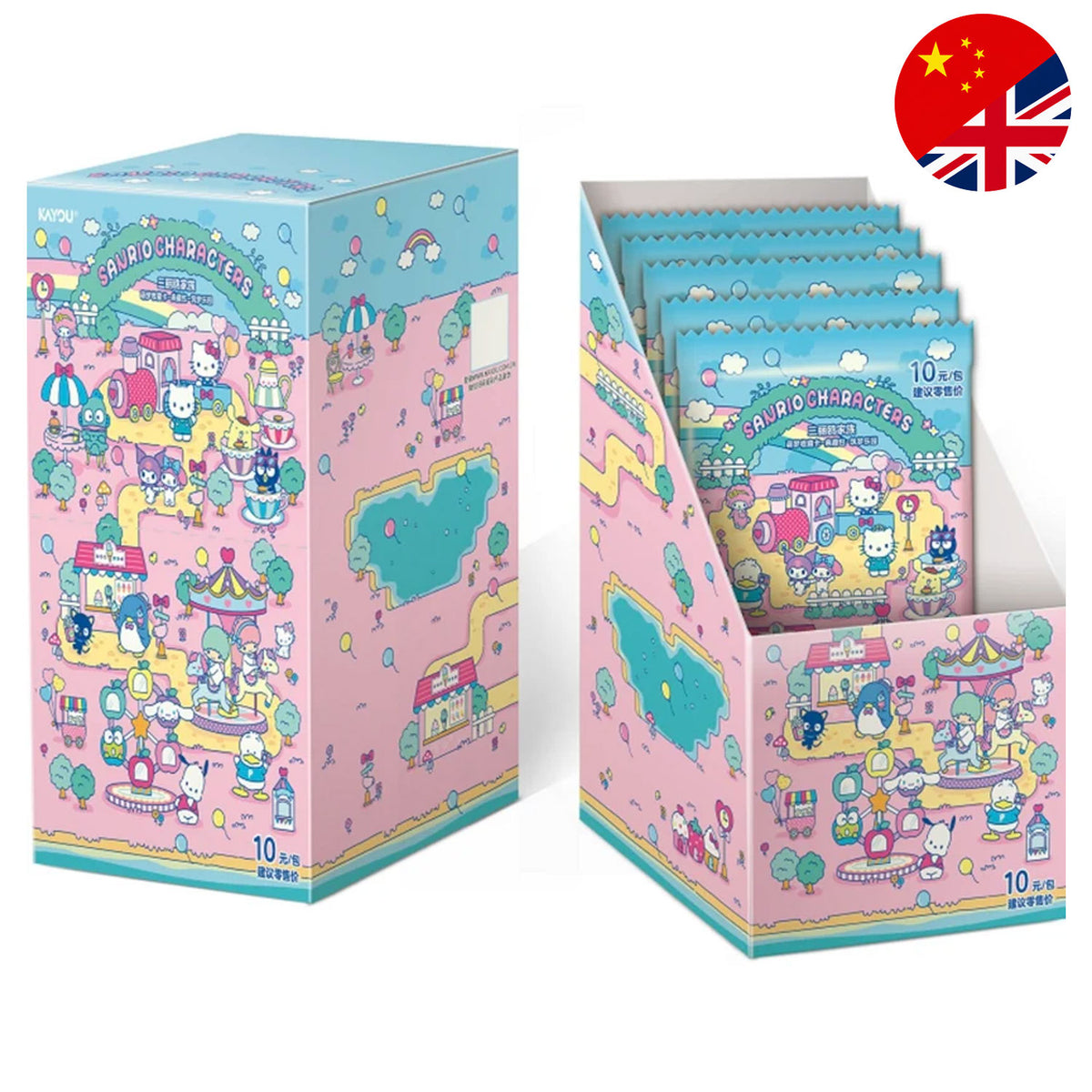 Kayou Sanrio Dreamy Collectible Cards Dream Paradise Wave 2 mit Hello Kitty, Kuromi und Cinnamoroll Karten.