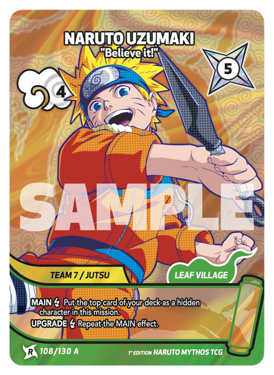 Die englische Naruto-Mythos-Trading-Card-Game-First-Set-Binder-108-130-A-Naruto-Uzumaki Karte.
