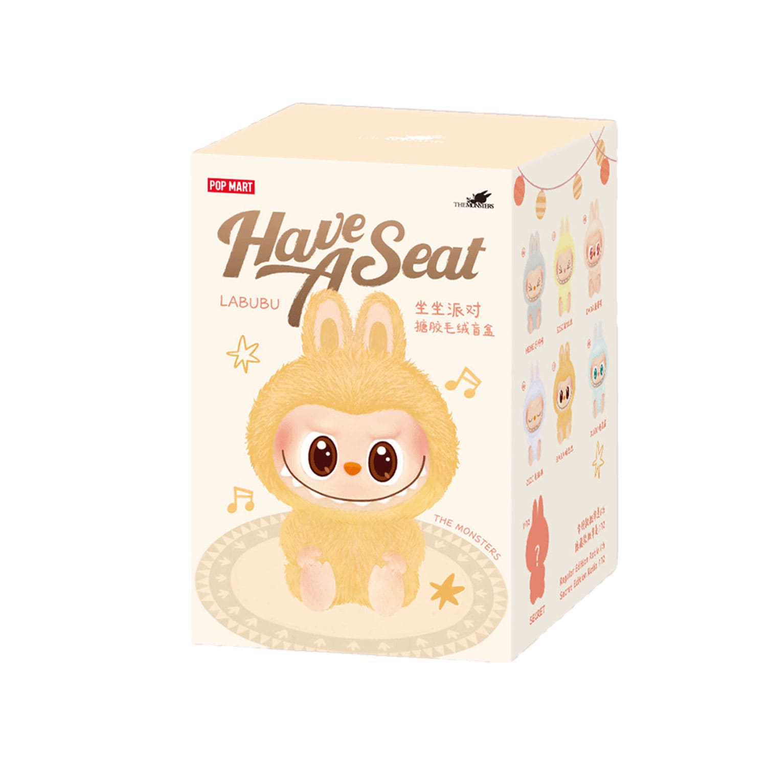 POP MART: Have a Seat the Monsters Blindbox Vinyl Face Plüschanhanger Labubu.