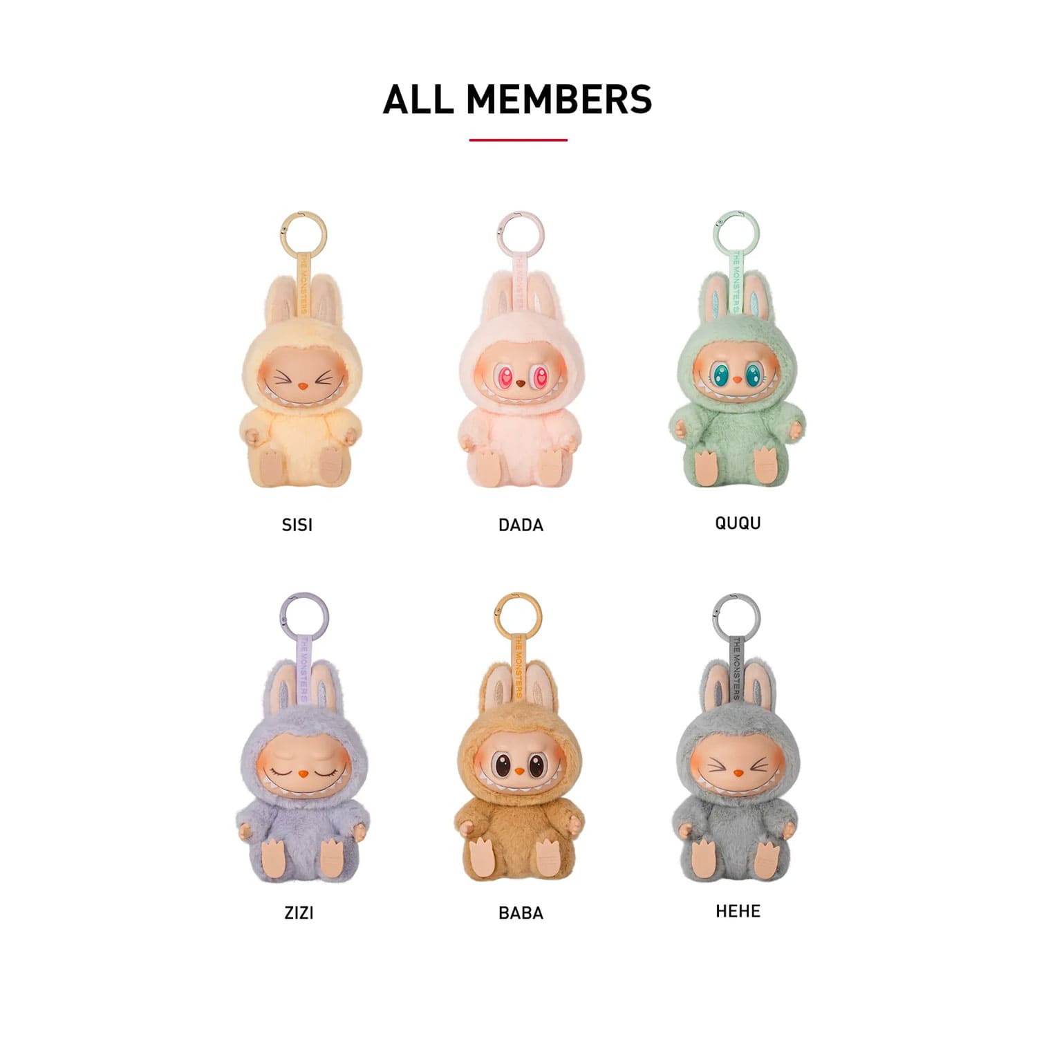 POP MART: Have a Seat the Monsters Vinyl Face Labubu, Sisi, Dada, QUQU, Zizi, Baba, Hehe und Duoduo.