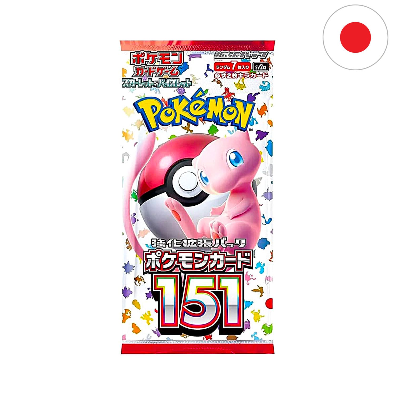 Das Pokemon Boosterpack 151 (SV2a), frontal als Scan und Hauptbild, mit der Flagge Japans in der Ecke.