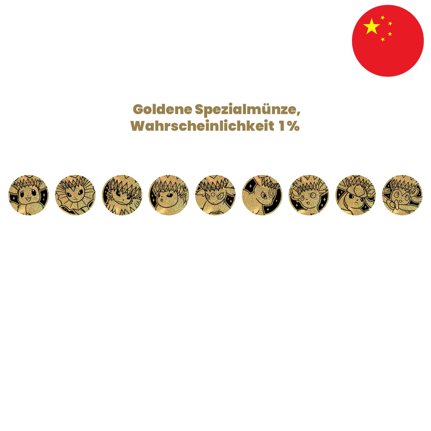 Pokémon Blooming Legends Coin Set CSV9.5 Gold Spezial Sammelmünzen: Feelinara, Glaziola, Folipurba, Nachtara, Psiana.