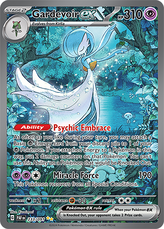 Die englische Pokemon-Scarlet-Violet-Gardevoir-ex-233-091 Karte.