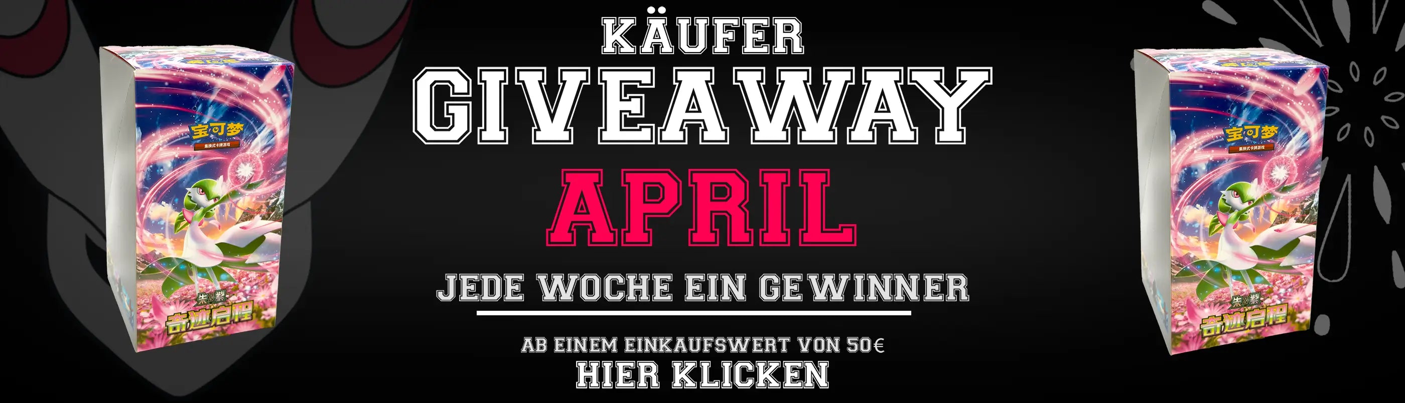 Der Desktop Banner des Yonko Käufergewinnspiels mit dem Gewinn für April.