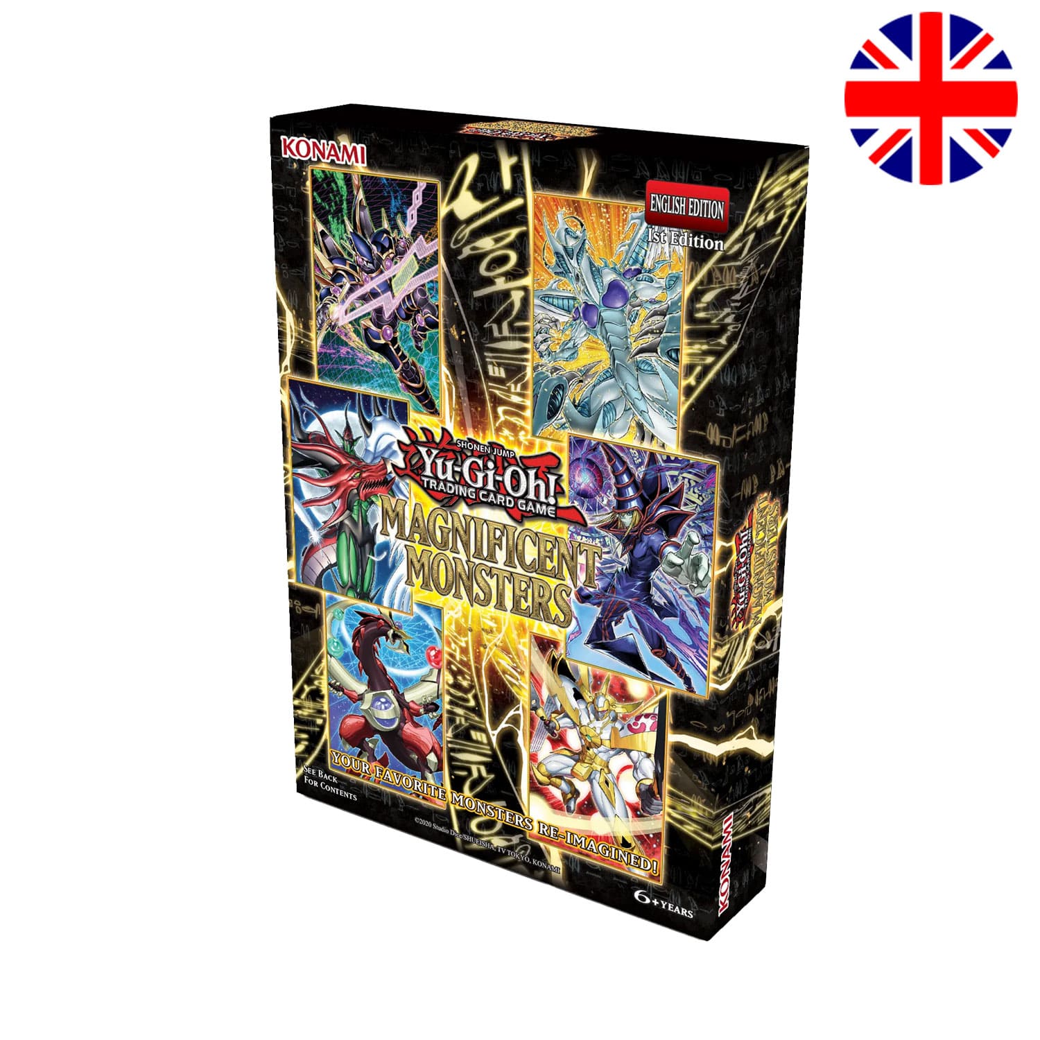 Yu-Gi-Oh TCG Box Magnificen Monsters English Edition Box mit: Schwarzer Magier, Flammenflügelmann,  Utopia 39, 