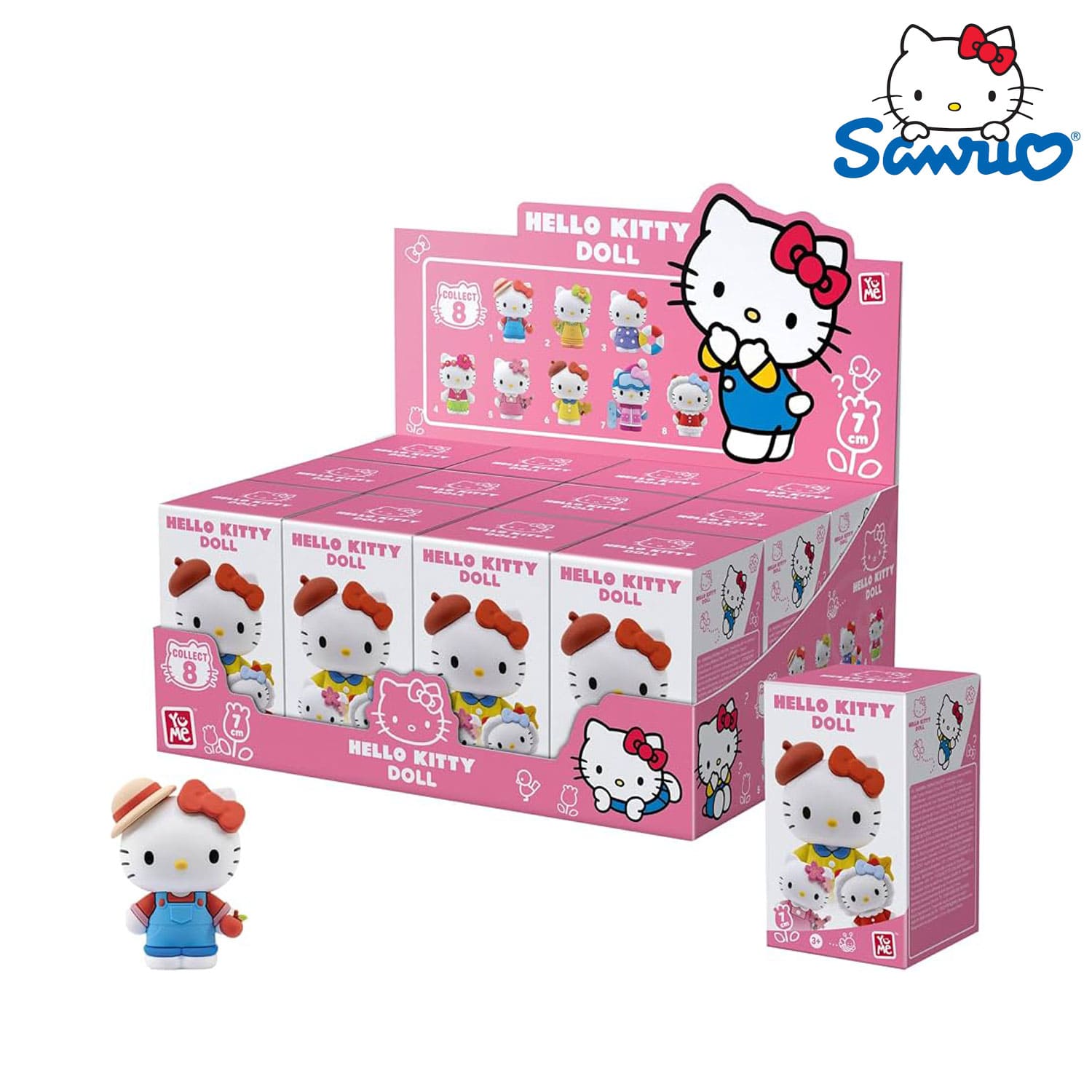 Das YuMe Toys Sanrio Keychain Figuren Display für Hello Kitty and Friends Pocket Hero Serie. 6x Figuren insgesamt.
