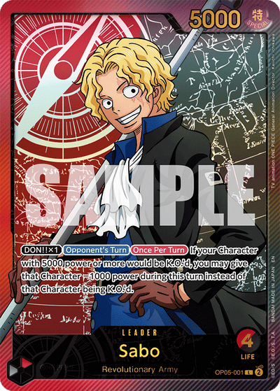 Sabo OP05-001 (Parallel 2) Anime 25th Collection One Piece Karte