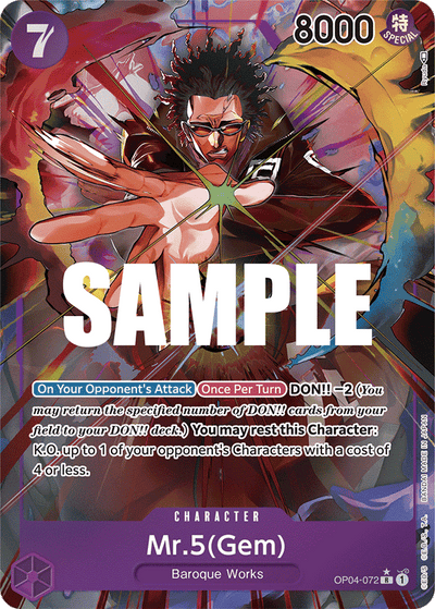 Mr.5(Gem) OP04-072 (Parallel 1) Kingdoms of Intrigue One Piece Karte