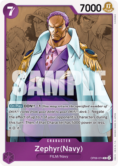 Zephyr (Navy) OP06-074 Wings of the Captain One Piece Karte