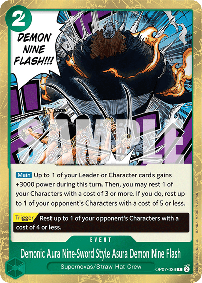 Demonic Aura Nine-Sword Style Asura Demon Nine Flash OP07-036 500 Years in the Future One Piece Karte