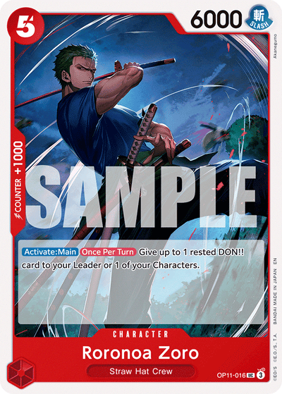 Roronoa Zoro OP11-016 A Fist of Divine Speed One Piece Karte