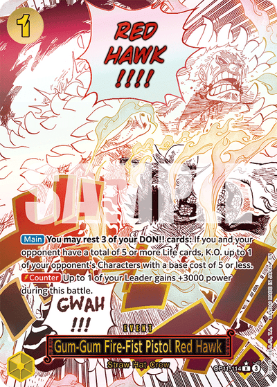 Gum-Gum Fire-Fist Pistol Red Hawk OP11-114 (Parallel 1) A Fist of Divine Speed One Piece Karte