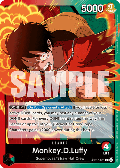 Monkey.D.Luffy OP13-001 Carrying On His Will One Piece Karte
