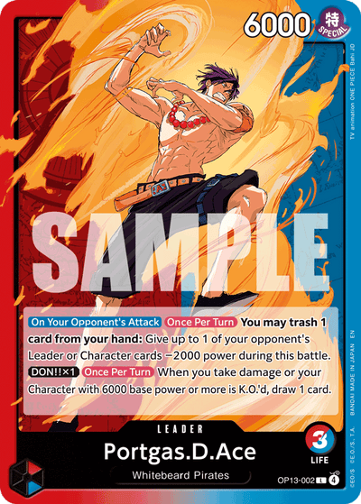 Portgas.D.Ace OP13-002 Carrying On His Will One Piece Karte