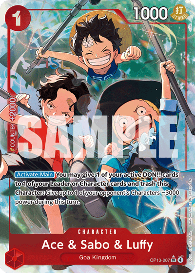 Ace &amp; Sabo &amp; Luffy OP13-007 (Parallel 1) Carrying On His Will One Piece Karte