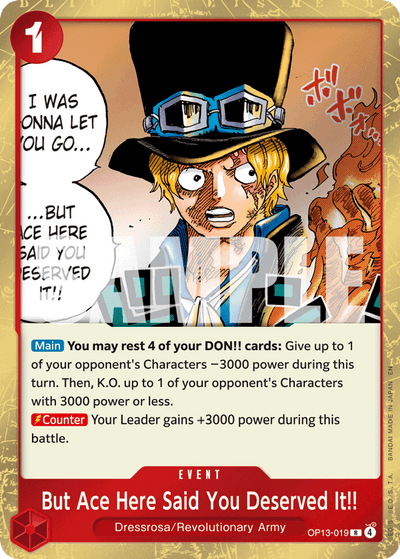 But Ace Here Said You Deserved It!! OP13-019 Carrying On His Will One Piece Karte
