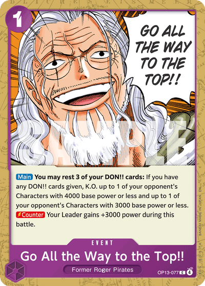 Go All the Way to the Top!! OP13-077 Carrying On His Will One Piece Karte