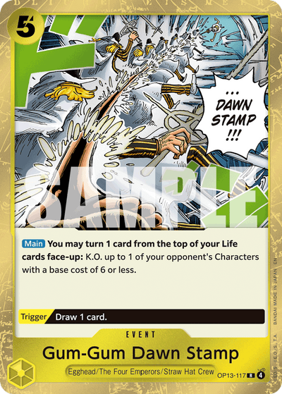 Gum-Gum Dawn Stamp OP13-117 Carrying On His Will One Piece Karte