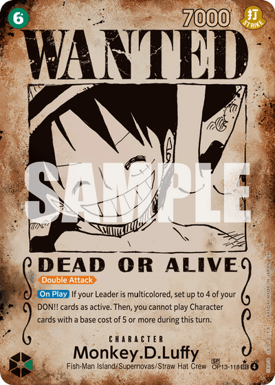 Monkey.D.Luffy OP13-118 (Parallel 4) Carrying On His Will One Piece Karte