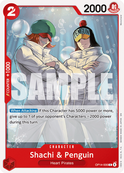 Shachi &amp; Penguin OP14-006 The Azure Sea's Seven One Piece Karte