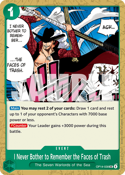 I Never Bother to Remember the Faces of Trash OP14-038 The Azure Sea's Seven One Piece Karte