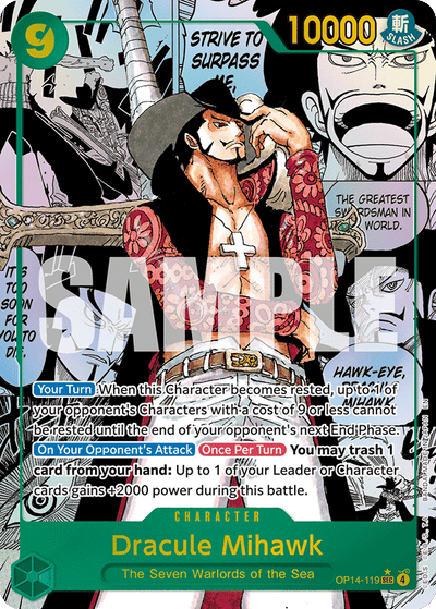 Dracule Mihawk OP14-119 (Parallel 2) The Azure Sea's Seven One Piece Karte