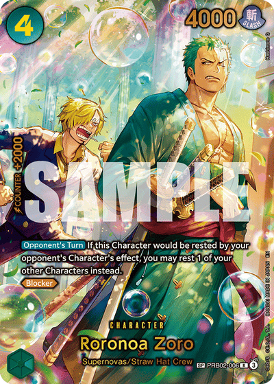 Roronoa Zoro PRB02-006 (Parallel 2) The Azure Sea's Seven One Piece Karte