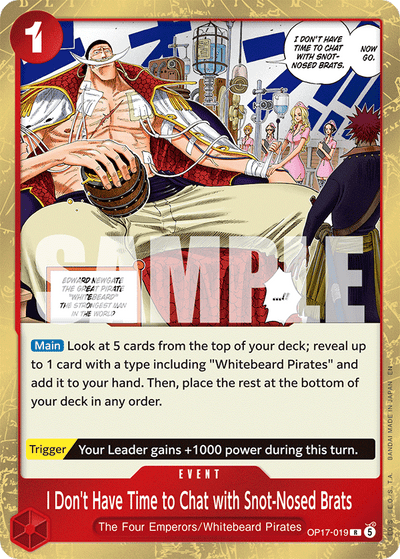 I Don't Have Time to Chat with Snot-Nosed Brats OP17-019 The World's Strongest Warriors One Piece Karte