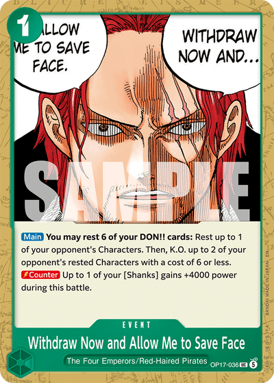 Withdraw Now and Allow Me to Save Face OP17-036 The World's Strongest Warriors One Piece Karte